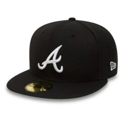 NEW ERA 59FIFTY MLB ATLANTA BRAVES BLACK / WHITE FITTED CAP