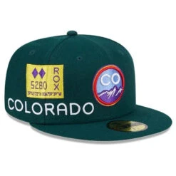 NEW ERA 59FIFTY MLB COLORADO ROCKIES CITYCON DAKR GREEN / GREY UV FITTED CAP
