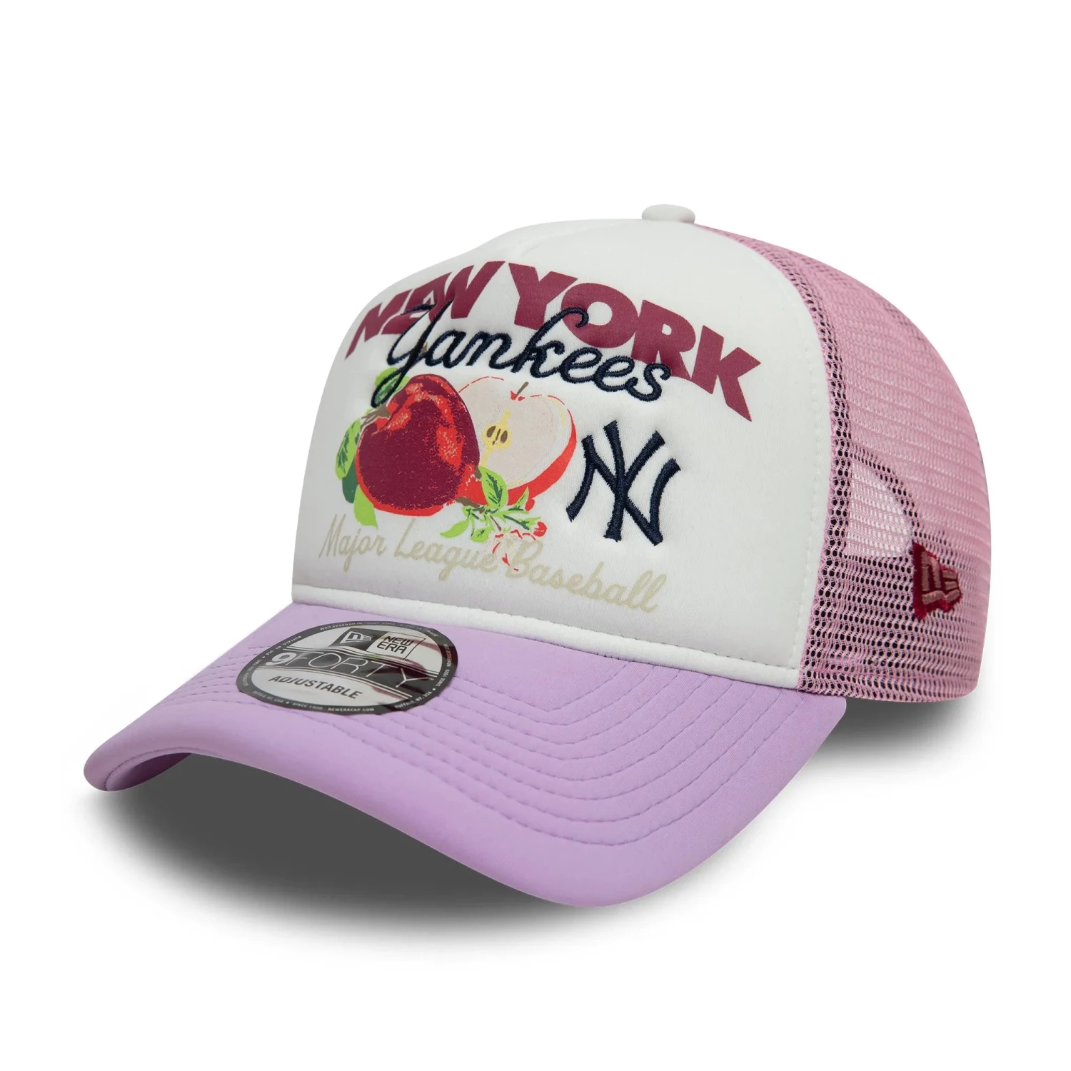 NEW ERA 9FORTY A-FRAME TRUCKER MLB NEW YORK YANKEES FRUIT GRAPHIC TWO TONE SNAPBACK CAP 3 NEW ERA 9FORTY A-FRAME TRUCKER MLB NEW YORK YANKEES FRUIT GRAPHIC TWO TONE SNAPBACK CAP