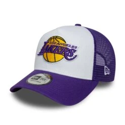 LOS ANGELES LAKERS NBA CAP WHITE PURPLE UV / NEW ERA 9FORTY TRUCKER -Headwear store 60667463