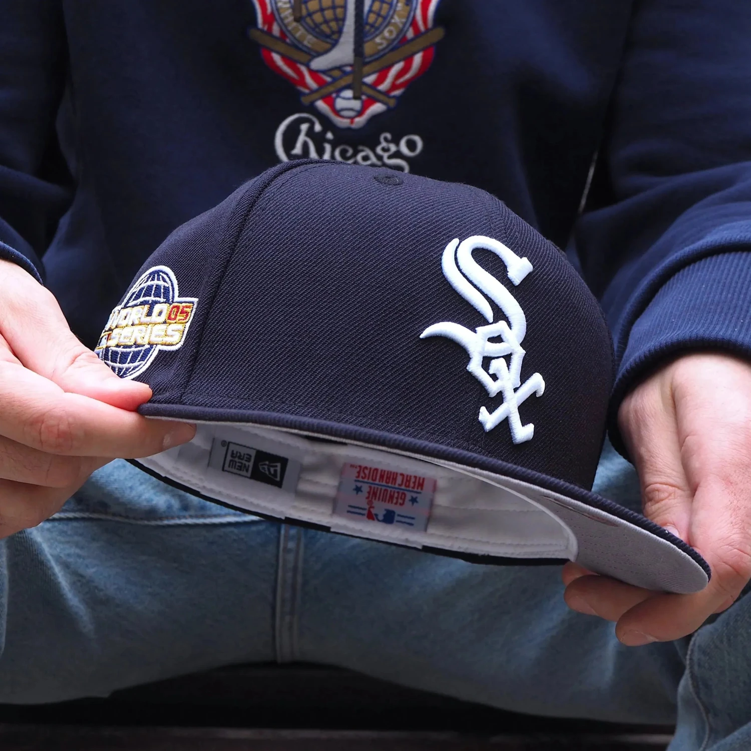NEW ERA 59FIFTY MLB CHICAGO WHITE SOX WS 2005 NAVY/GREY UV FITTED CAP 3 NEW ERA 59FIFTY MLB CHICAGO WHITE SOX WS 2005 NAVY/GREY UV FITTED CAP