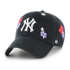 '47 BRAND MLB NEW YORK YANKEES FLORA ’47 CLEAN UP BLACK CAP