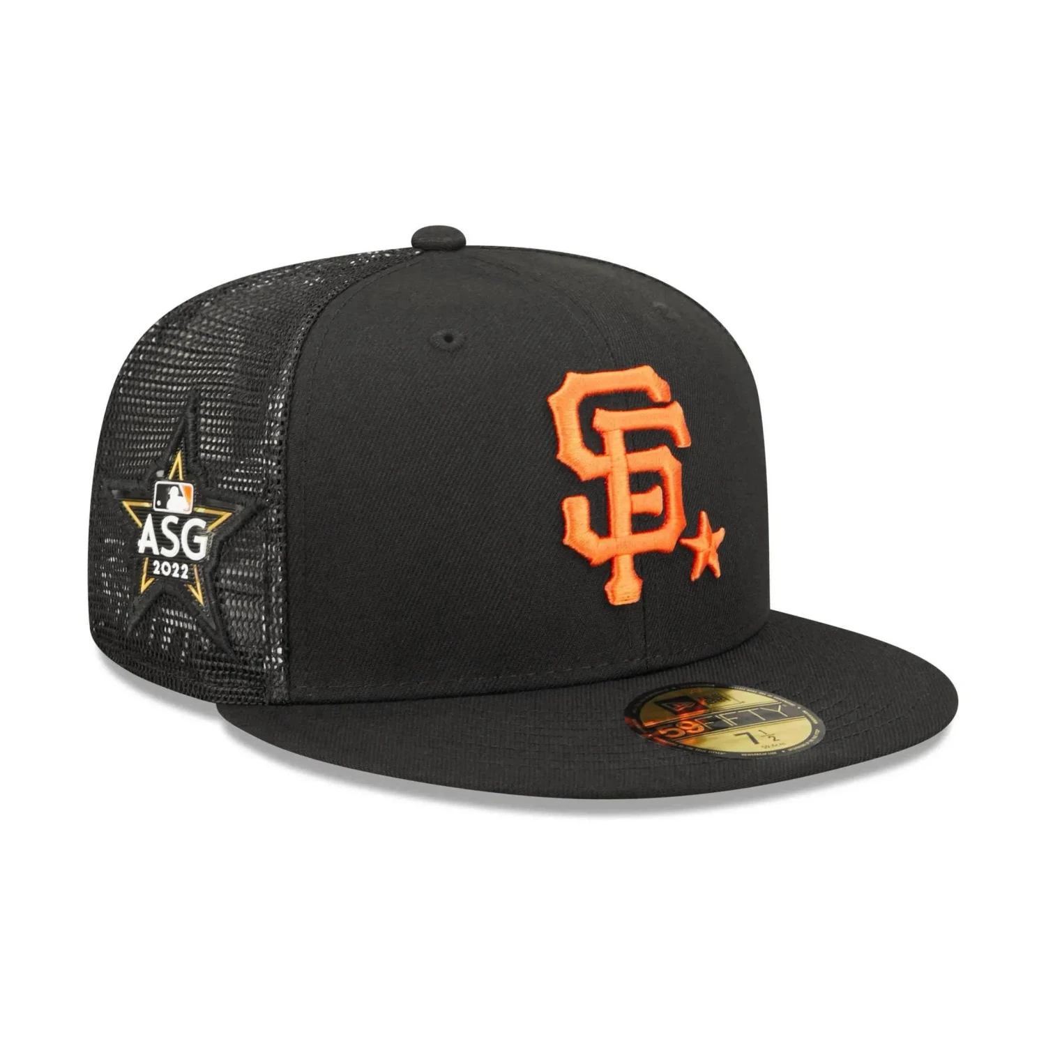 NEW ERA 59FIFTY MLB SAN FRANCISCO GIANTS ALL STAR GAME 2022 BLACK / TROPIC GREY UV FITTED TRUCKER CAP 3 NEW ERA 59FIFTY MLB SAN FRANCISCO GIANTS ALL STAR GAME 2022 BLACK / TROPIC GREY UV FITTED TRUCKER CAP