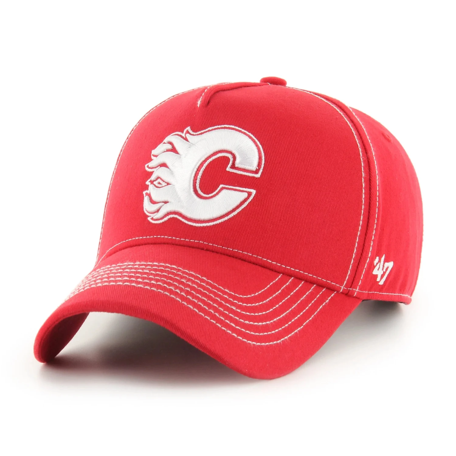 '47 BRAND NHL CALGARY FLAMES CONTRAST STITCH ’47 MVP DT RED CAP 3 '47 BRAND NHL CALGARY FLAMES CONTRAST STITCH ’47 MVP DT RED CAP