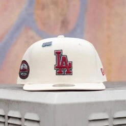 NEW ERA 9FIFTY MLB LOS ANGELES DODGERS 50TH ANNIVERSARY CHROME WHITE / CARDINAL UV SNAPBACK CAP -Headwear store P1211272