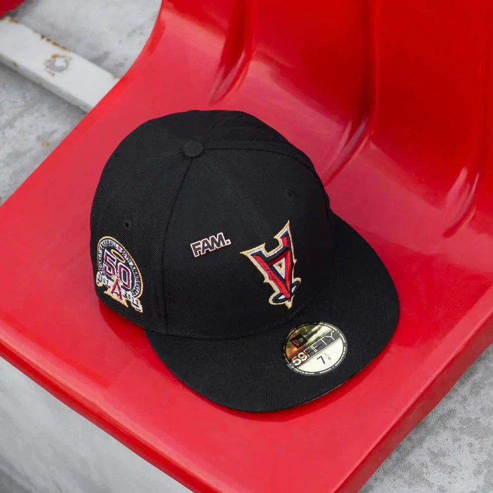 NEW ERA 59FIFTY MLB ANAHEIM ANGELS UPSIDE DOWN BLACK / GREY UV FITTED CAP 3 NEW ERA 59FIFTY MLB ANAHEIM ANGELS UPSIDE DOWN BLACK / GREY UV FITTED CAP