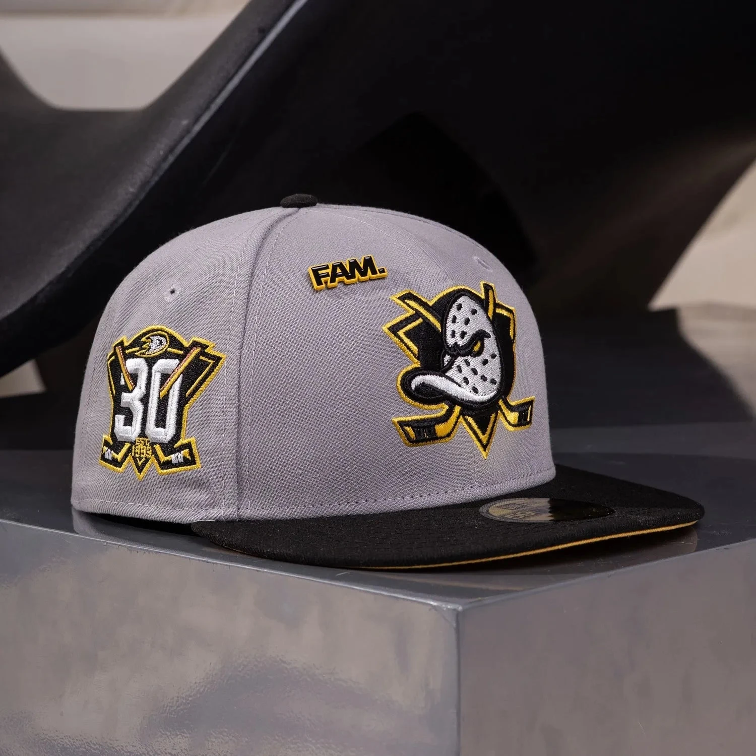 ANAHEIM DUCKS CAP GREY 30TH PATCH / NEW ERA 59FIFTY FITTED 3 ANAHEIM DUCKS CAP GREY 30TH PATCH / NEW ERA 59FIFTY FITTED
