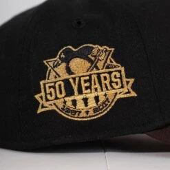 PITTSBURGH PENGUINS CAP BLACK 50TH PATCH GOLD UV / NEW ERA A-FRAME 12 PITTSBURGH PENGUINS CAP BLACK 50TH PATCH GOLD UV / NEW ERA A-FRAME -Headwear store P4163059