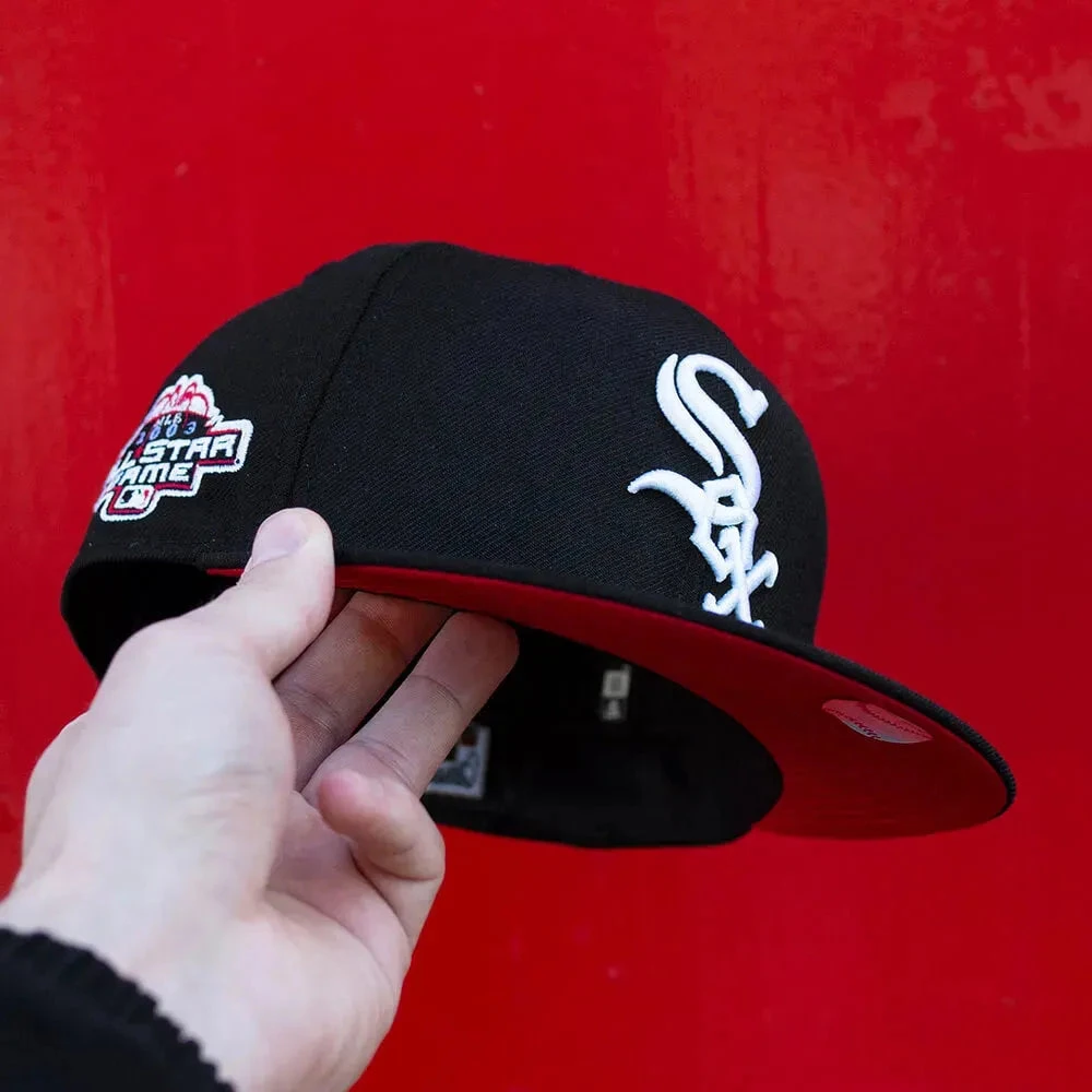 NEW ERA 59FIFTY MLB CHICAGO WHITE SOX ALL STAR GAME 2003 BLACK WOOL / RED UV FITTED CAP 3 NEW ERA 59FIFTY MLB CHICAGO WHITE SOX ALL STAR GAME 2003 BLACK WOOL / RED UV FITTED CAP
