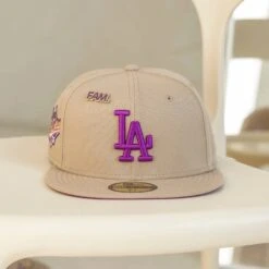 NEW ERA 59FIFTY MLB LOS ANGELES DODGERS WORLD SERIES 1988 CAMEL / SPARKLING GRAPE UV FITTED CAP -Headwear store P8220045
