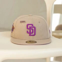 NEW ERA 59FIFTY MLB SAN DIEGO PADRES WORLD SERIES 1998 CAMEL / SPARKLING GRAPE UV FITTED CAP -Headwear store P8220047