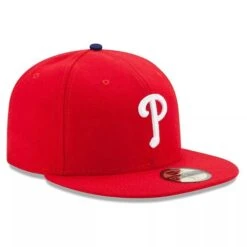 NEW ERA 59FIFTY MLB AUTHENTIC PHILADELPHIA PHILLIES TEAM FITTED RED CAP -Headwear store s l16001